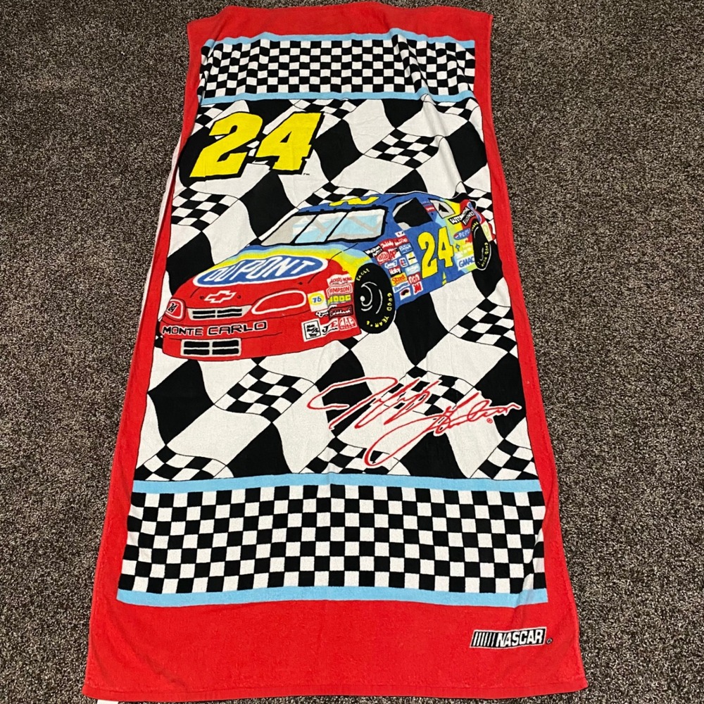 NASCAR Jeff Gordon #24 Beach Towel Checkered‎ Flag Racing Car